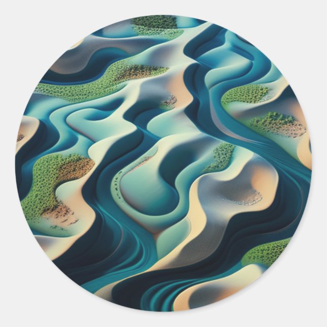 Mirage Currents Runt Klistermärke (Framsida)