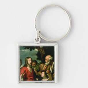 Mirakel av loavesna och fiskarna, c.1630 fyrkantig silverfärgad nyckelring