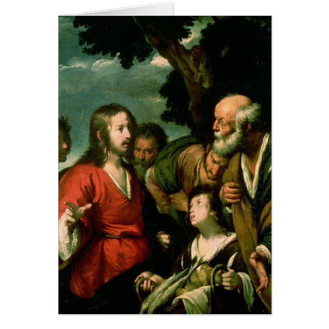 Mirakel av loavesna och fiskarna, c.1630 hälsningskort (Framsidan)