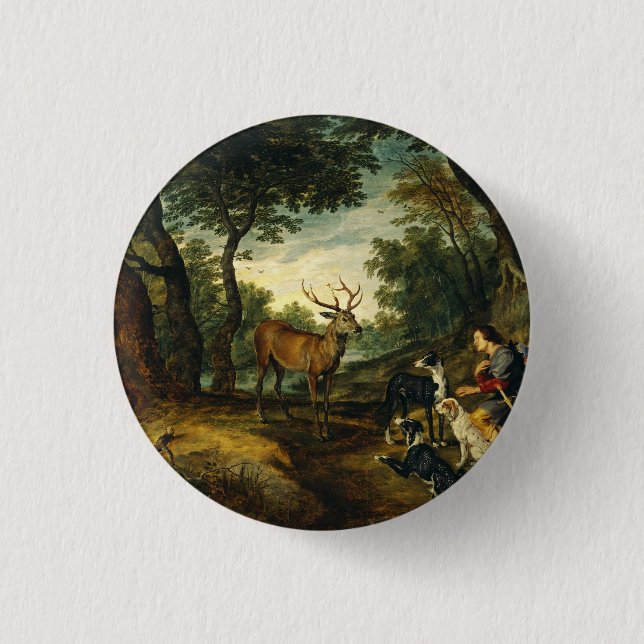 Mirakel av Saint Hubert av Peter Paul Rubens  Knapp (Framsida)
