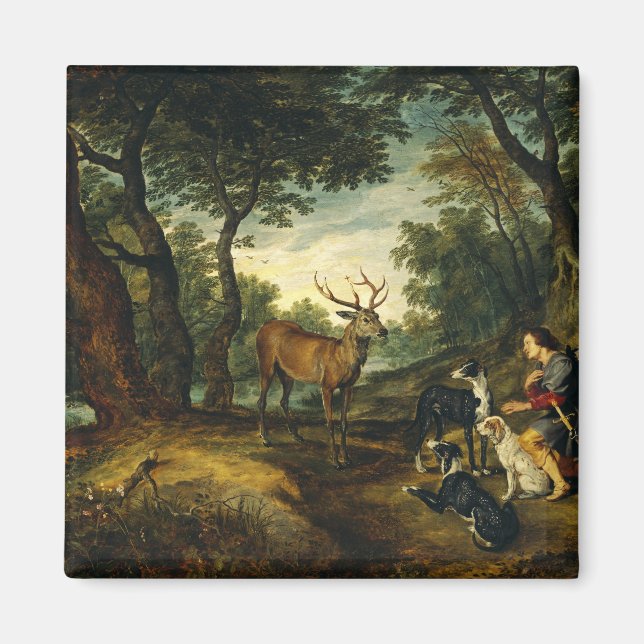 Mirakel av Saint Hubert av Peter Paul Rubens Magnet (Framsidan)