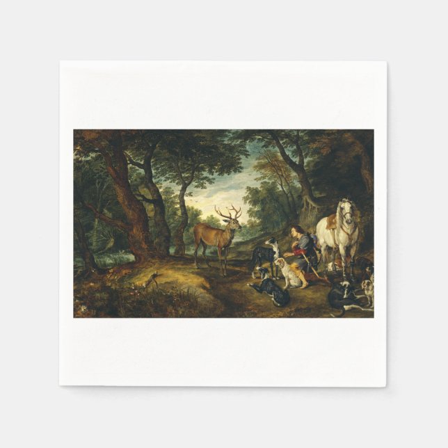 Mirakel av Saint Hubert av Peter Paul Rubens Pappersservett (Framsidan)