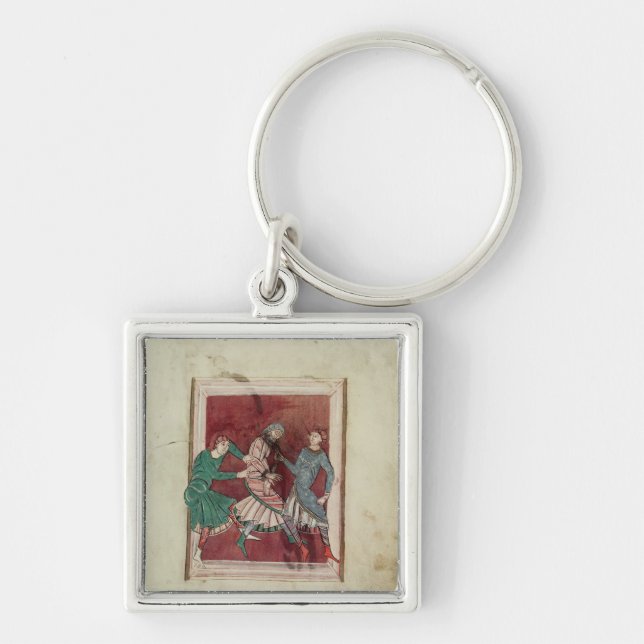 Mirakel av St Omer Fyrkantig Silverfärgad Nyckelring (Framsidan)