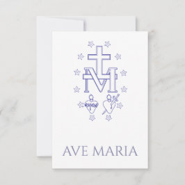 Mirakulös medalj Celestial heligt kort | Ave Maria