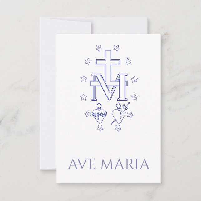 Mirakulös medalj Celestial heligt kort | Ave Maria (Framsida)