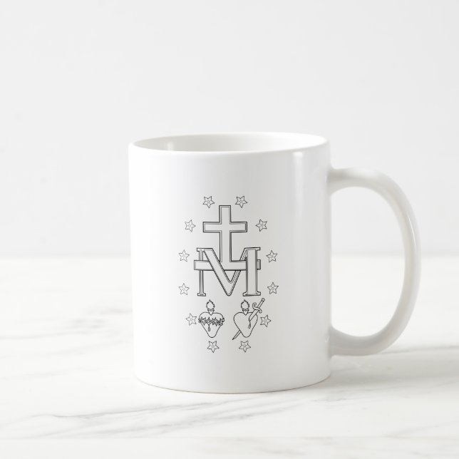 Mirakulösa medalj (bakre bild) kaffemugg (Höger)