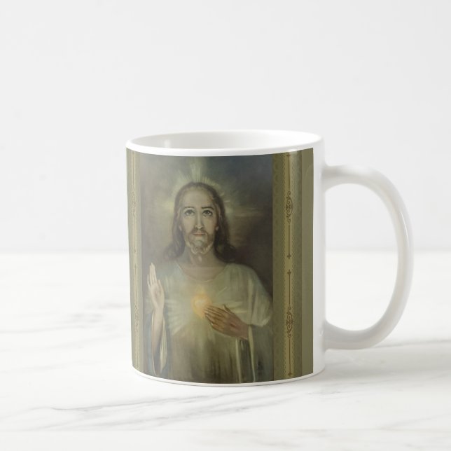 Mirakulöst avbilda av sakral hjärta av den Jesus Kaffemugg (Höger)
