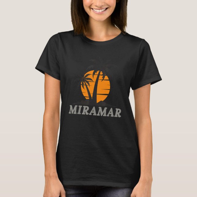 Miramar Florida Beach Vacation Handflatan Retro T Shirt (Framsida)