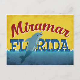 Miramar Florida Dolphin Retro Vintage resor Vykort
