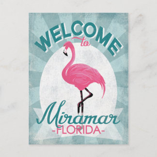 Miramar Florida Rosa Flamingo Retro Vykort