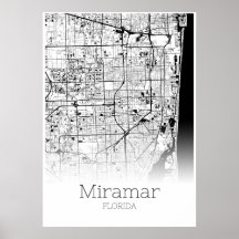Miramar Karta - Florida - City Karta Poster