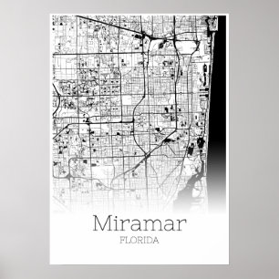Miramar karta - Florida - stadskartaaffisch Poster