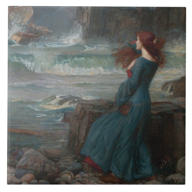 Miranda (av John William Waterhouse) Kakelplatta (Framsidan)