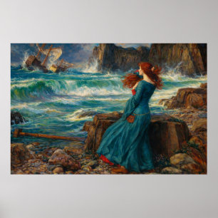 Miranda av John William Waterhouse Poster