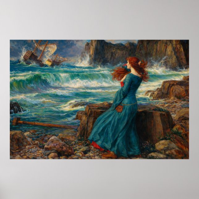 Miranda by John William Waterhouse Poster (Framsidan)