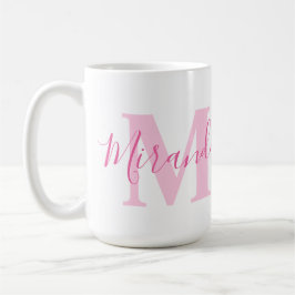 Miranda namn:s mening och rosa i monogram kaffemugg