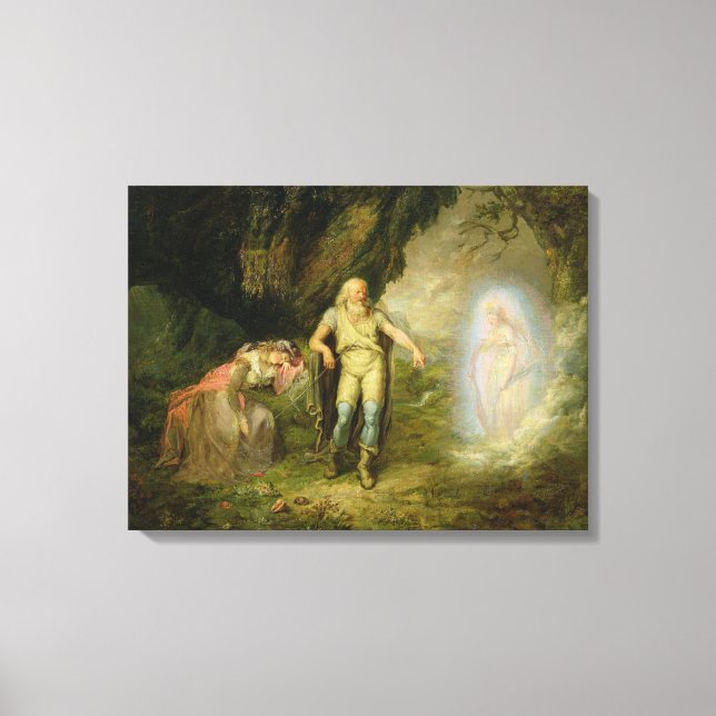 Miranda, Prospero och Ariel, från "Tempest" av Canvastryck (Framsida)