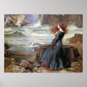 Miranda - stormen - John William Waterhouse Poster