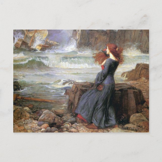 Miranda - The Tempest - John William Waterhouse Vykort (Framsida)