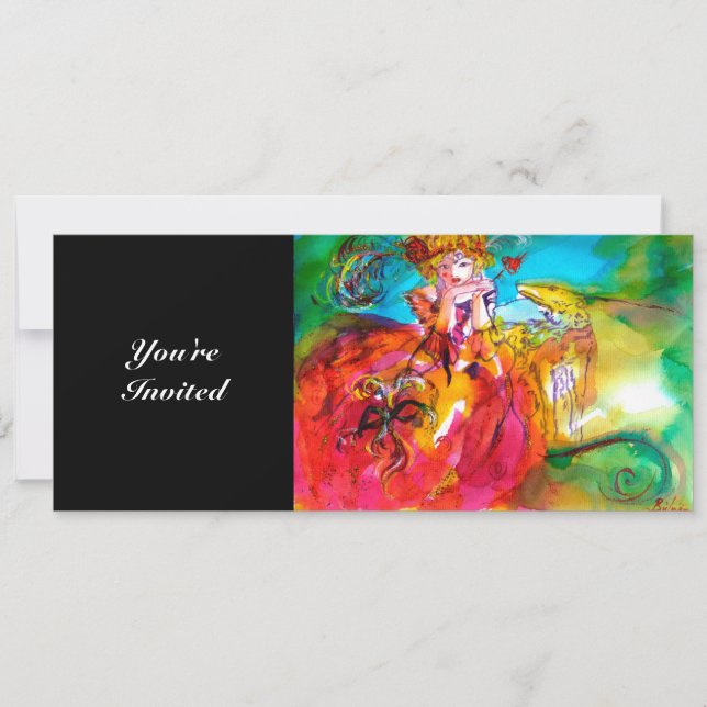 MIRANDOLINA,ljusa gnistor gult brunt rött grönt Inbjudningar (Framsida)