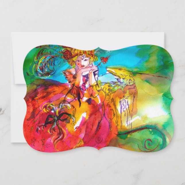 MIRANDOLINA MASKERADBAL gul brun röd grön Inbjudningar (Framsida)