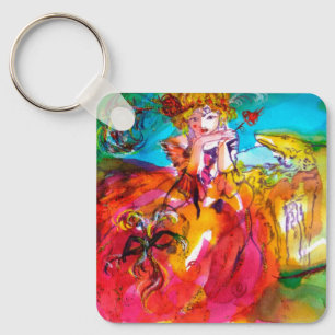 MIRANDOLINA MED HUND/ Venetian Masqueramasker Nyckelring