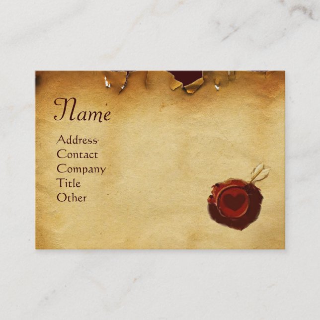 MIRANDOLINA RED VAX SEAL Parchment Monogram White Visitkort (Framsida)