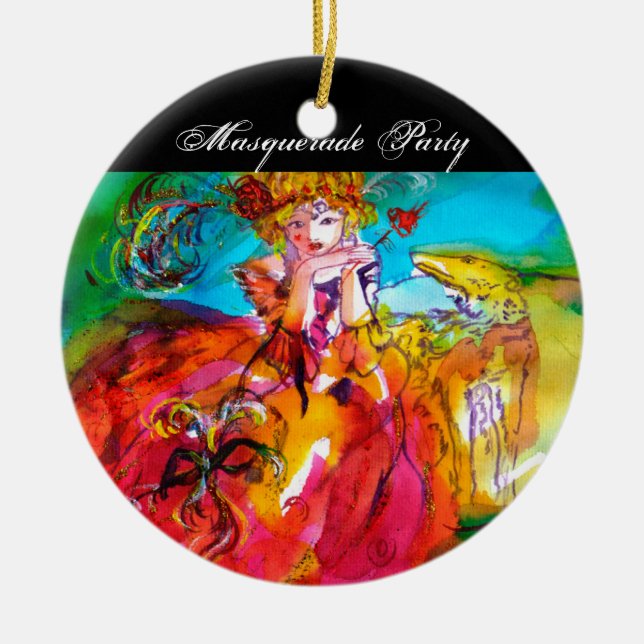 MIRANDOLINA / Venetian karnival Mask Julgransprydnad Keramik (Framsidan)