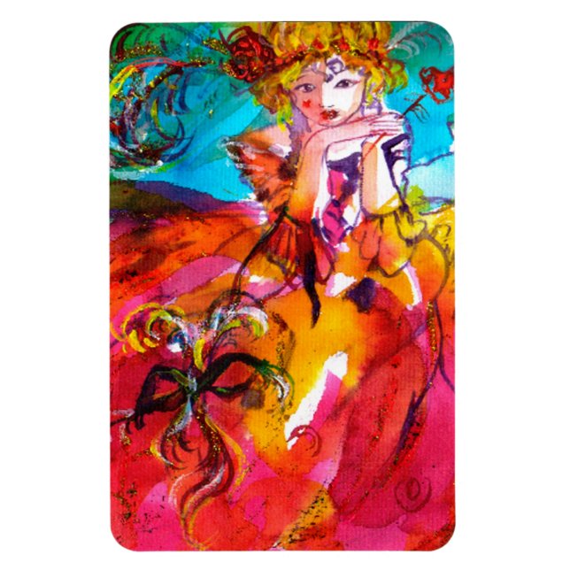 MIRANDOLINA / Venetian karnival Mask Magnet (Vertikal)