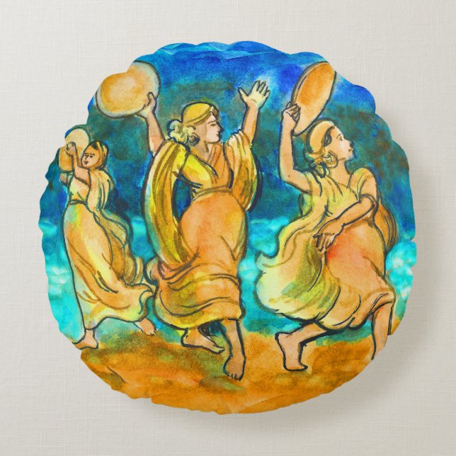 Miriams sång av havet rund kudde (Framsidan)