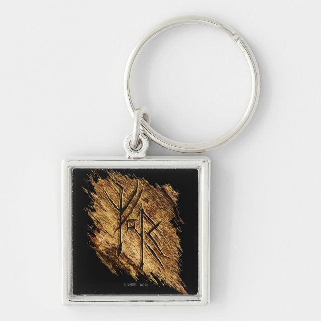 Mirkwood Symbol Fyrkantig Silverfärgad Nyckelring (Framsidan)