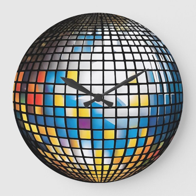 Mirrorball Glitterball Clock Stor Klocka (Framsida)