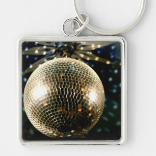 Mirrored Disco Boll 3 Fyrkantig Silverfärgad Nyckelring