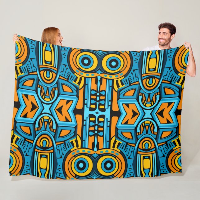 Mirrored Mosaic: Anamorfisk turkos och blå Fleecefilt (På plats)