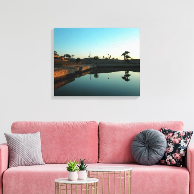 Mirrored Nile River Sunset Egyptian Canvas (Insitu (Vardagsrum))