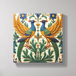 Mirrored Peacocks Canvastryck