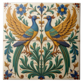 Mirrored Peacocks Underlägg keramik Tile