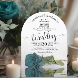 Mirrored Teal Ro Elegant Romantic Bröllop Arch Inbjudningar
