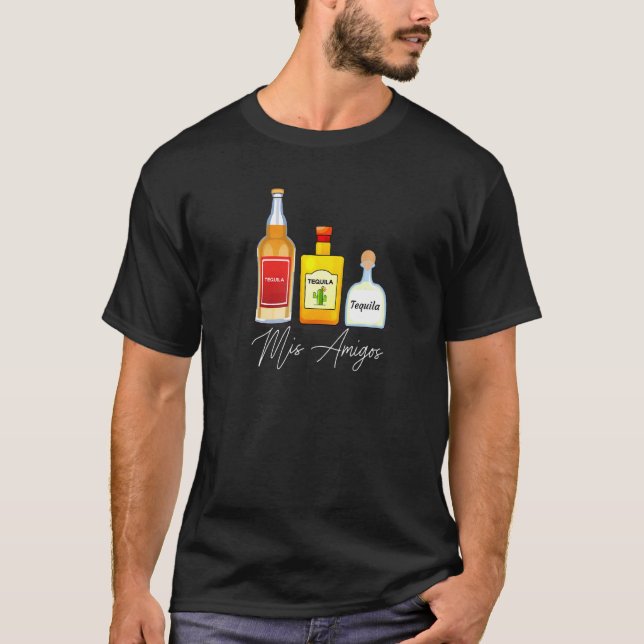 Mis Amigos Tequila Trendig Drinking Saming T Shirt (Framsida)