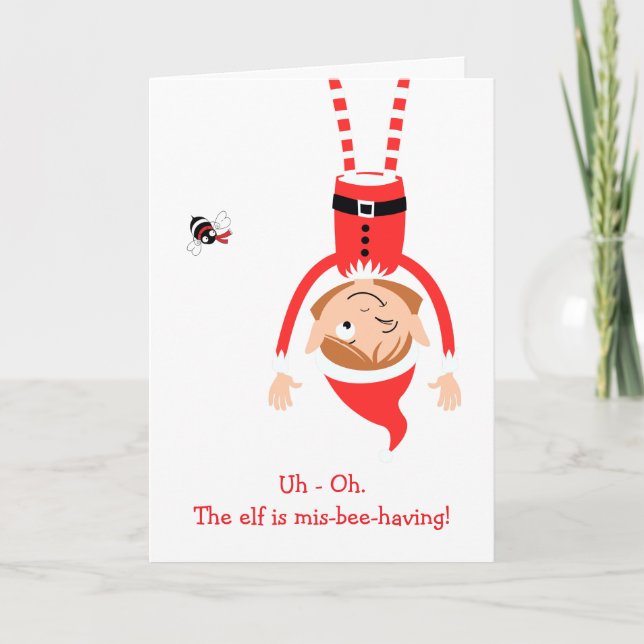  Mis-Bee-Having Elf Holiday Card Kort (Framsida)