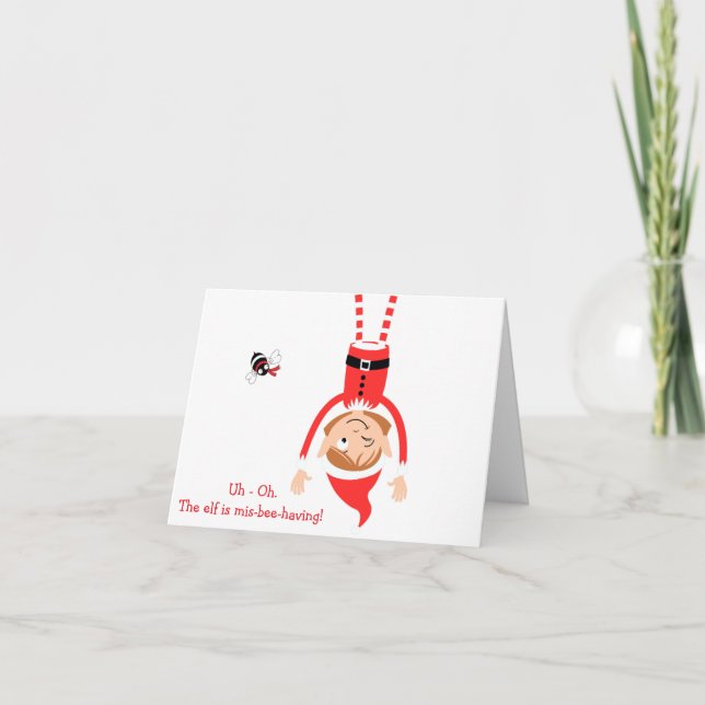 Mis-Bee-Having Elf Holiday Note Cards Anteckningskort (Framsida)