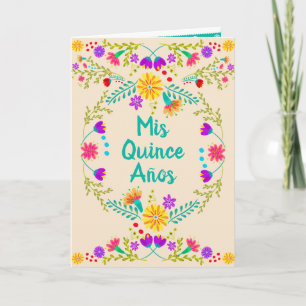 Mis Quince Anos Blommigt Champagne Quinceanera Par Inbjudan