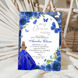 Mis Quince Anos Blue Silver Ro Quinceanera Inbjudningar