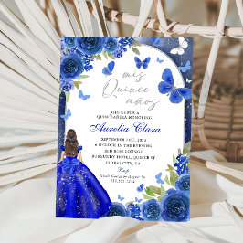 Mis Quince Anos Blue Silver Ro Quinceanera Inbjudningar