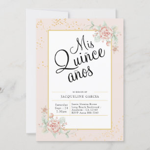 Mis Quince Anos Chic Blommigt Quinceañera Inbjudningar