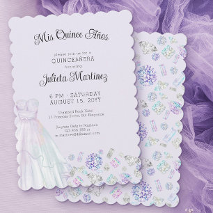 Mis Quince Anos Diamond Princess Lilac Quinceanera Inbjudningar