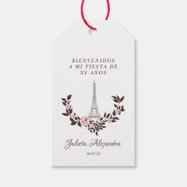Mis Quince años Diseño Floral Torre Eiffel Presentetikett