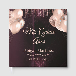 Mis Quince Años Gästbok | Elegant Grön & Guld