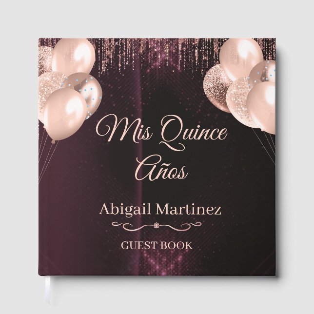 Mis Quince Años Guest Book | Elegant Green & Gold  Gästböcker (Framsida)