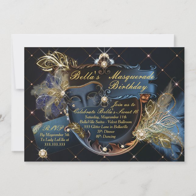 Mis Quince Anos, Masquerapartsinbjudningar Inbjudningar (Baksida)